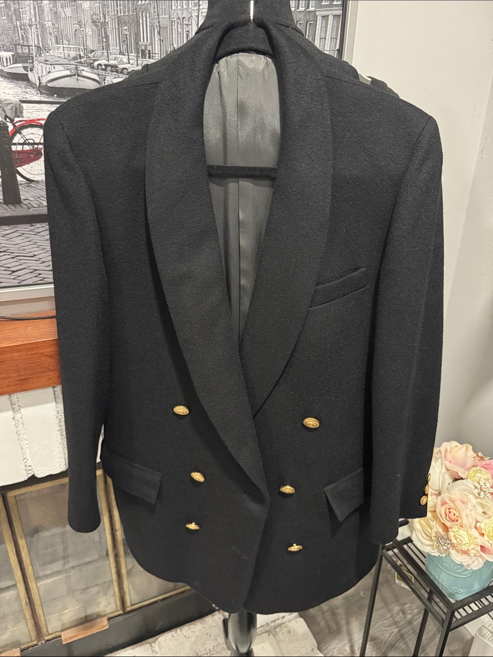 Pietrafesa Studio 121 Vintage 100% camel hair Blazer Coat Black